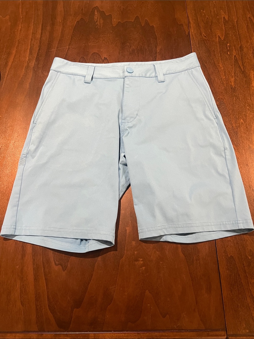 RHONE Light Blue Flat-Front Performance Shorts